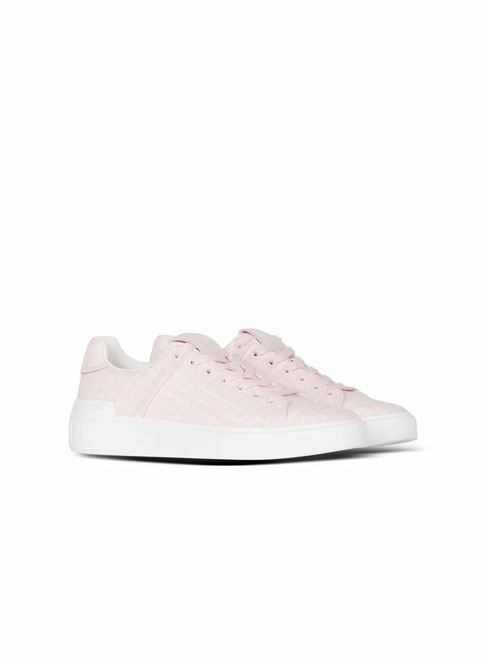 Balmain BCourt Womens Bicolor Jacquard BCourt Sneakers Pink Balmain BCourt Womens Bicolor Jacquard BCourt Sneakers Pink