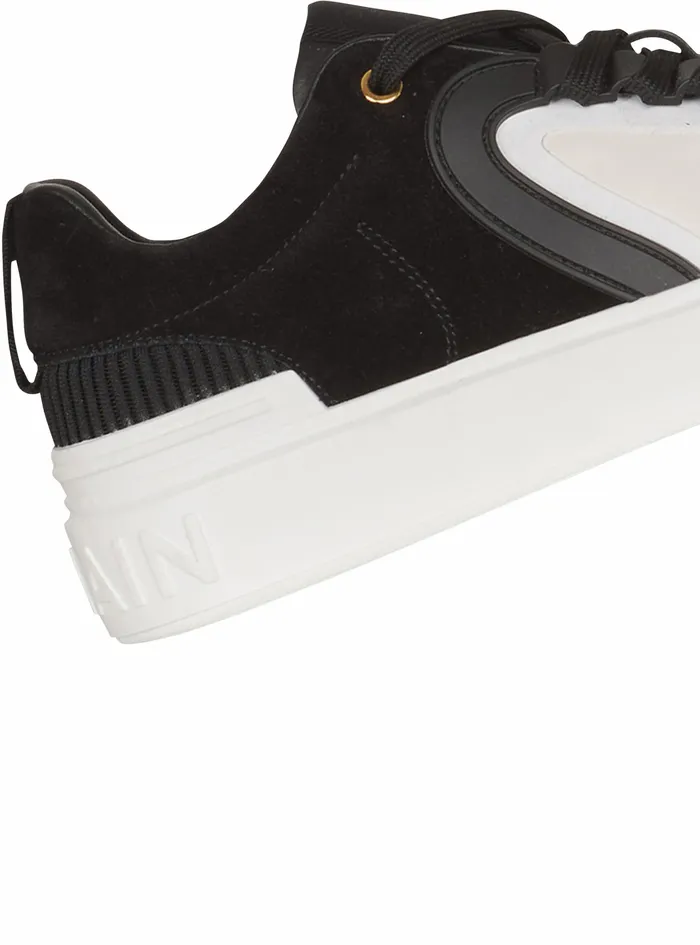 Balmain Bcourt Mens Calfskin And Suede BSkate Sneakers Black Balmain Bcourt Mens Calfskin And Suede BSkate Sneakers Black