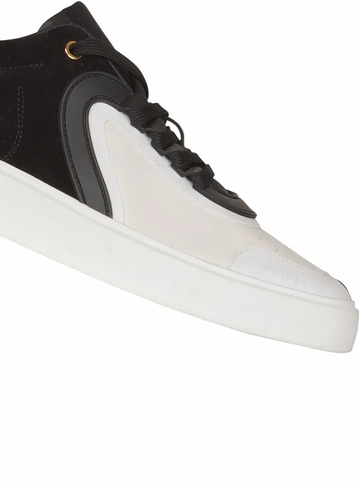 Balmain Bcourt Mens Calfskin And Suede BSkate Sneakers Black Balmain Bcourt Mens Calfskin And Suede BSkate Sneakers Black