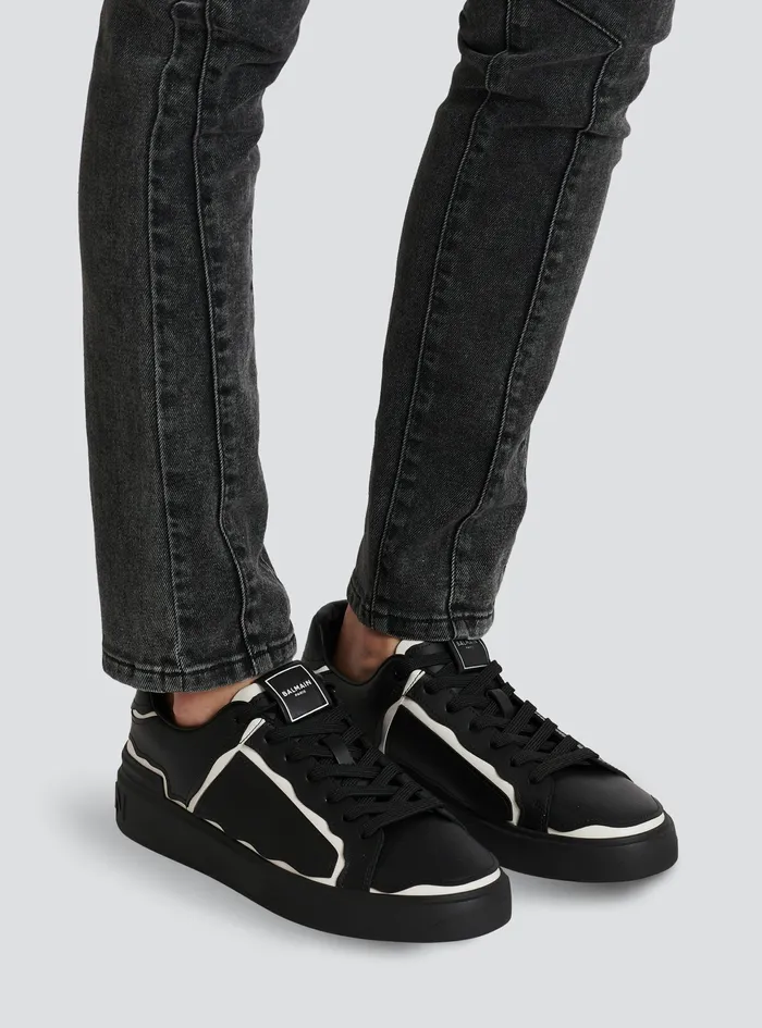 Balmain Bcourt Mens Leather BCourt Sneakers Black Balmain Bcourt Mens Leather BCourt Sneakers Black
