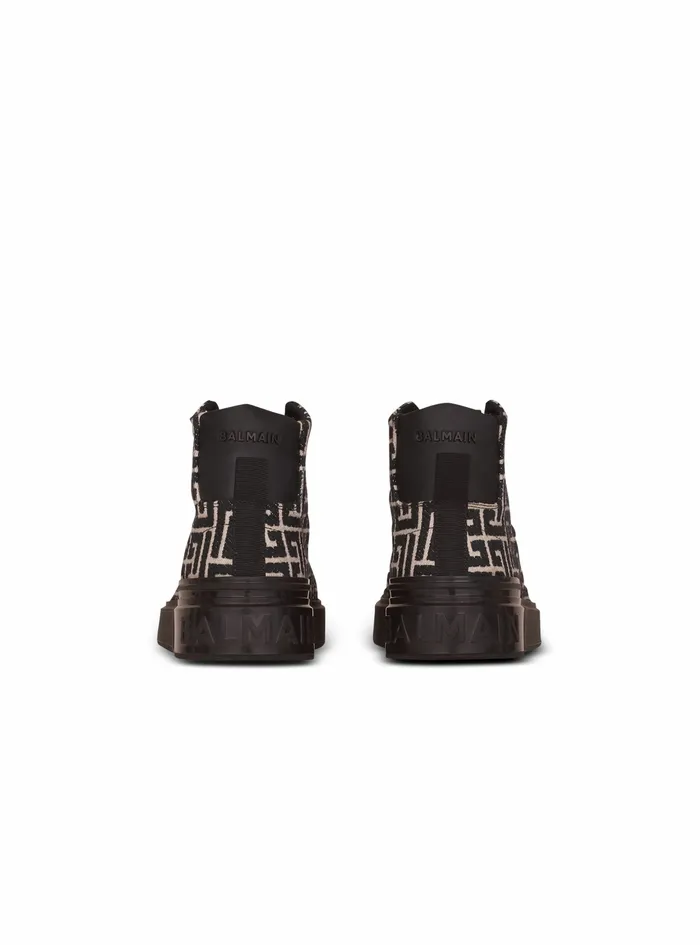 Balmain Bcourt Mens Monogram Jacquard BCourt HighTop Sneakers Black Balmain Bcourt Mens Monogram Jacquard BCourt HighTop Sneakers Black