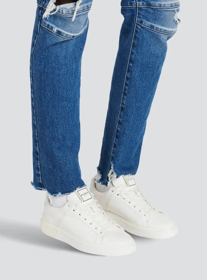 Balmain Bcourt Mens Smooth Leather BCourt Sneakers White Balmain Bcourt Mens Smooth Leather BCourt Sneakers White