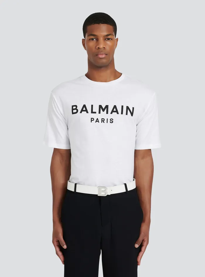 Balmain Belts Mens Smooth Leather BBelt Belt White Balmain Belts Mens Smooth Leather BBelt Belt White