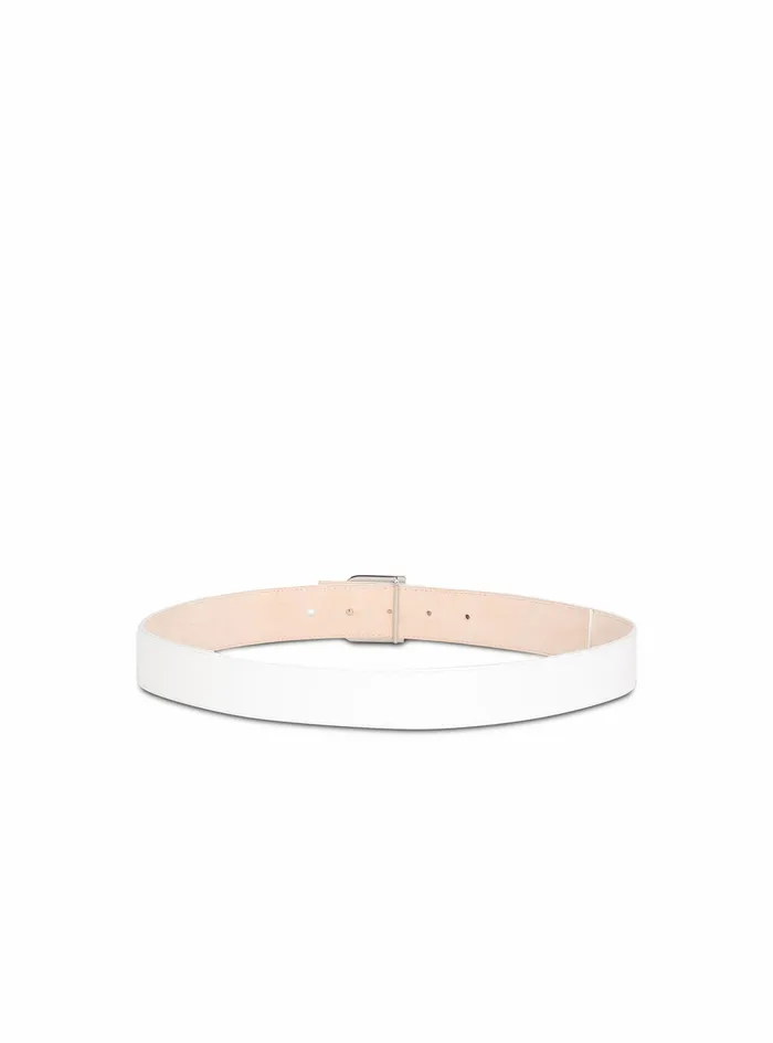 Balmain Belts Mens Smooth Leather BBelt Belt White Balmain Belts Mens Smooth Leather BBelt Belt White