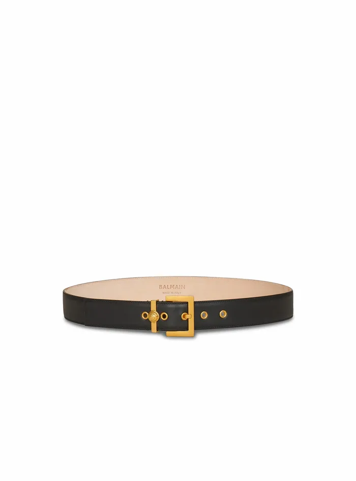 Balmain Belts Womens Leather Coin Belt Belt Black