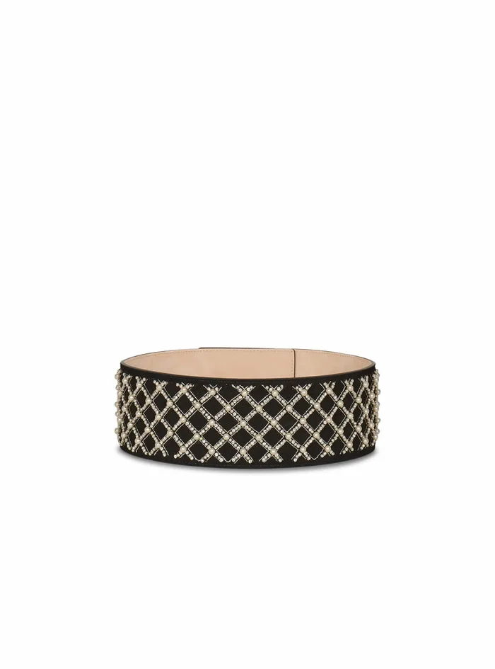 Balmain Belts Womens Leather Embroidered Coin Belt Belt Black Balmain Belts Womens Leather Embroidered Coin Belt Belt Black