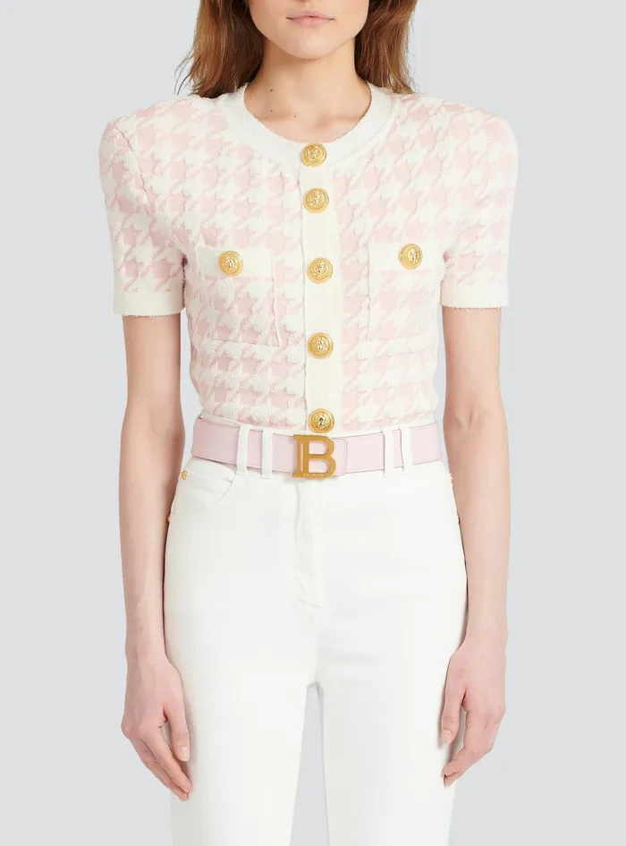 Balmain Belts Womens Smooth Leather BBelt Belt Pink Balmain Belts Womens Smooth Leather BBelt Belt Pink