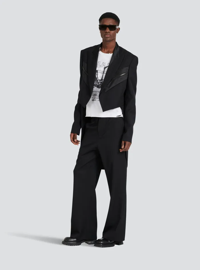 Balmain Blazers Mens Blazer With Satin Tailcoat Black