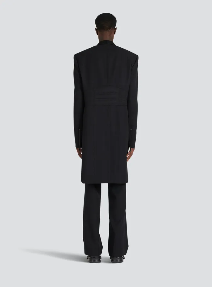Balmain Blazers Mens Blazer With Satin Tailcoat Black