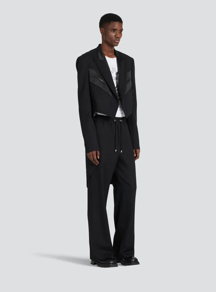 Balmain Blazers Mens Blazer With Satin Tailcoat Black