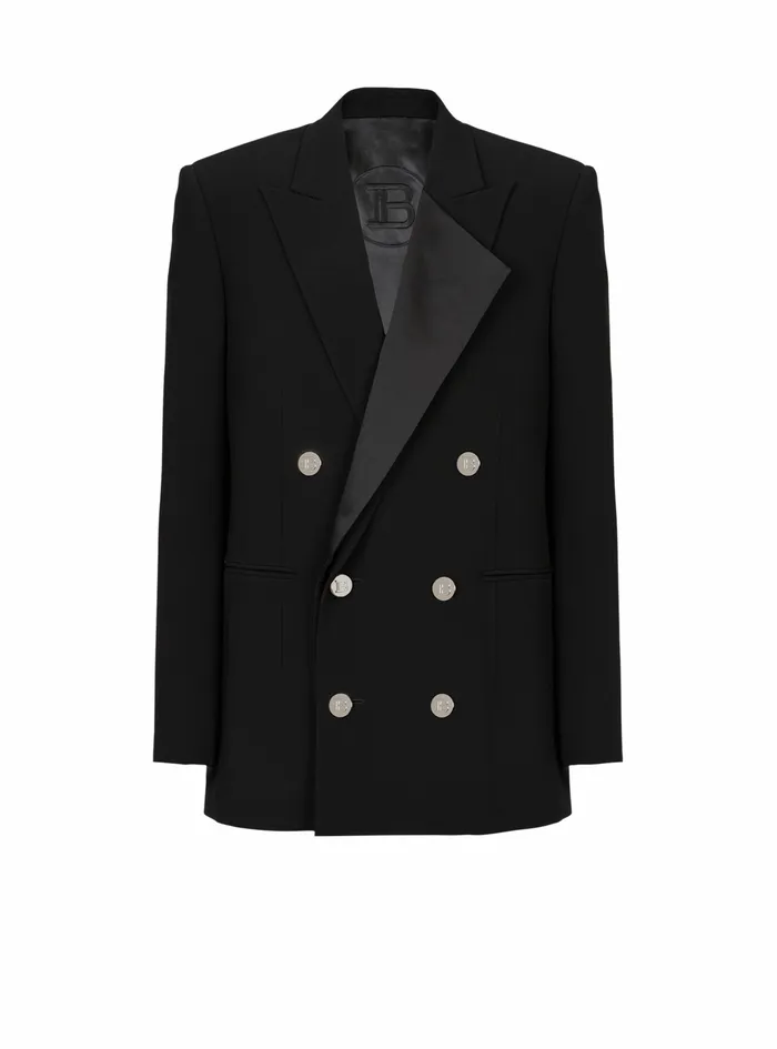 Balmain Blazers Mens EcoDesigned Blazer With Satin Collar Black