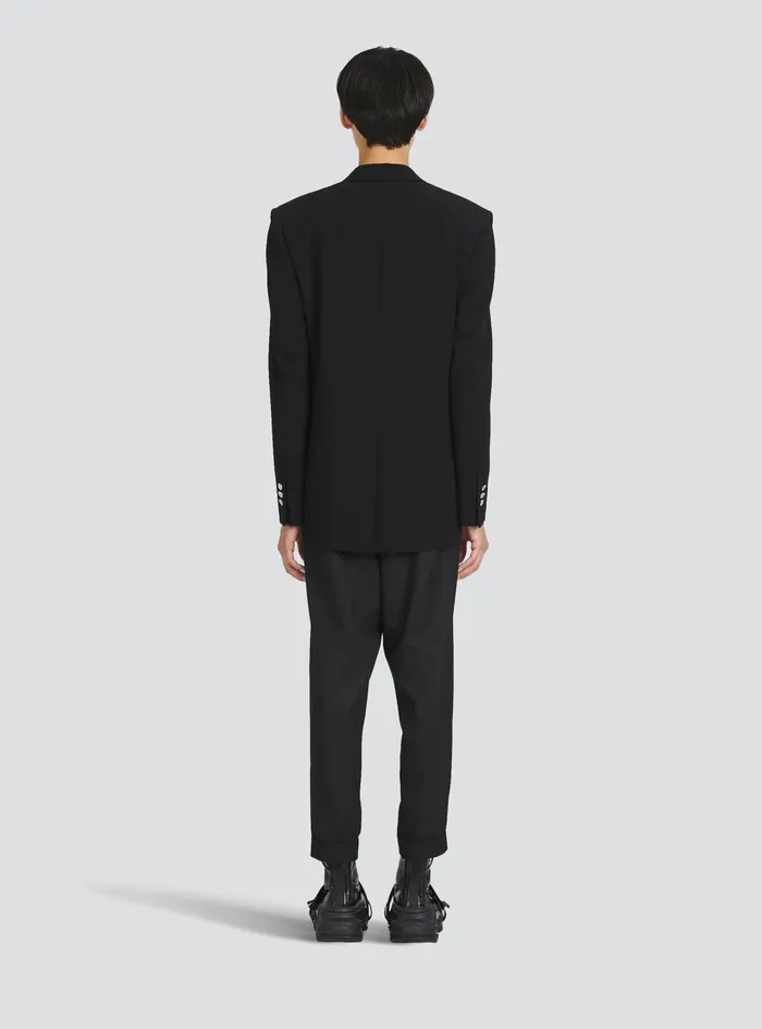 Balmain Blazers Mens EcoDesigned Blazer With Satin Collar Black Balmain Blazers Mens EcoDesigned Blazer With Satin Collar Black