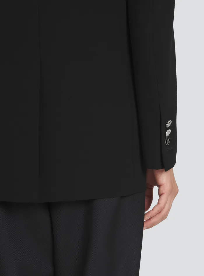 Balmain Blazers Mens EcoDesigned Blazer With Satin Collar Black Balmain Blazers Mens EcoDesigned Blazer With Satin Collar Black