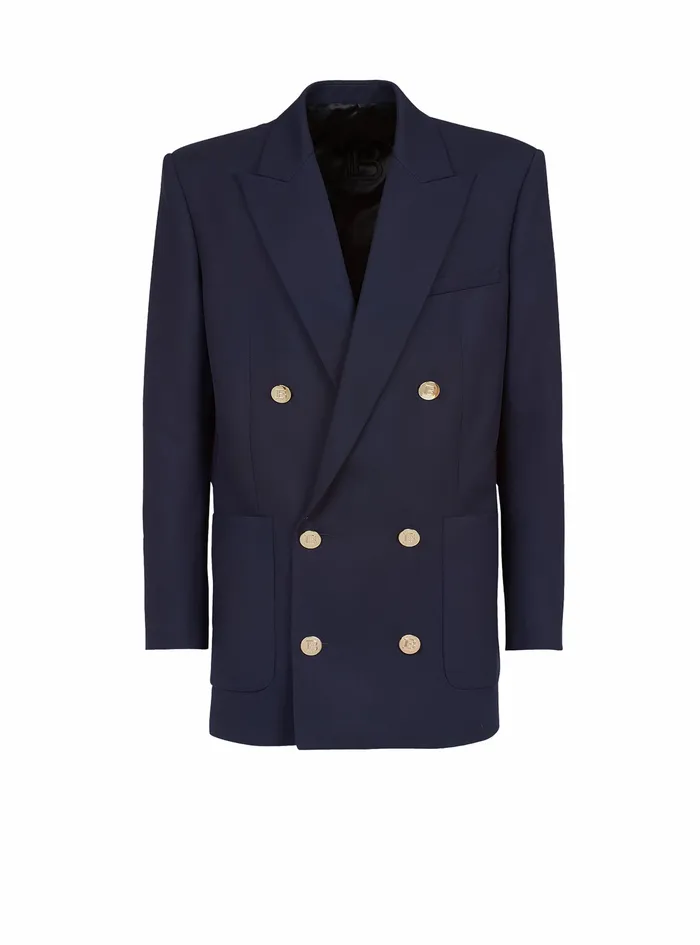Balmain Blazers Mens Twill Blazer With DoubleBreasted SilverTone Buttoned Fastening Navy Balmain Blazers Mens Twill Blazer With DoubleBreasted SilverTone Buttoned Fastening Navy