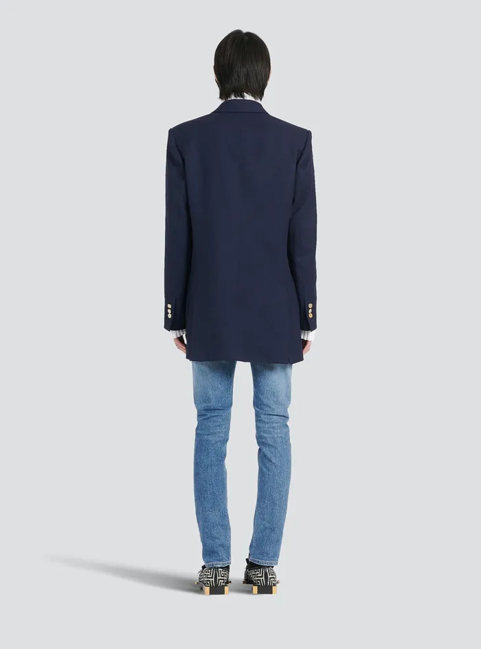 Balmain Blazers Mens Twill Blazer With DoubleBreasted SilverTone Buttoned Fastening Navy Balmain Blazers Mens Twill Blazer With DoubleBreasted SilverTone Buttoned Fastening Navy