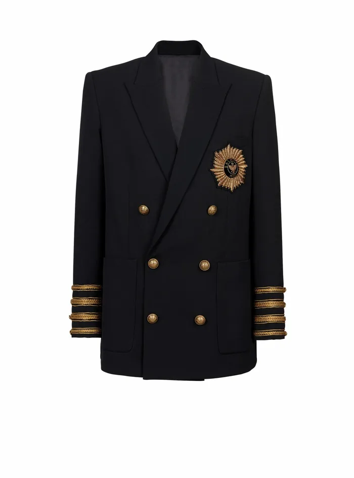 Balmain Blazers Mens Twill Blazer With GoldTone DoubleBreasted Fastening Black Balmain Blazers Mens Twill Blazer With GoldTone DoubleBreasted Fastening Black