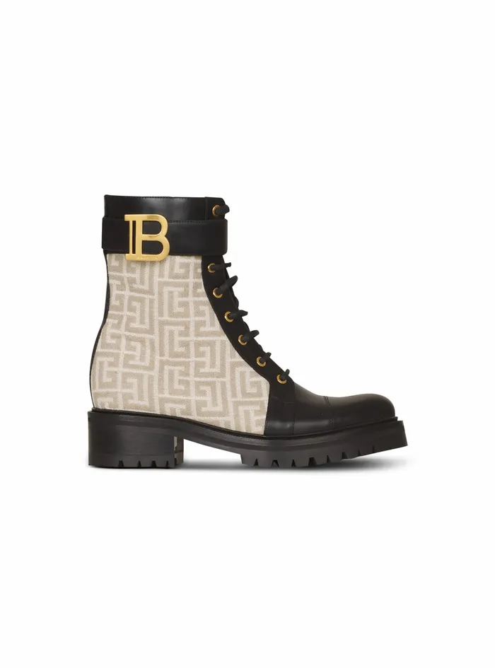 Balmain Boots And Rangers Womens Bicolor Jacquard Ranger Romy Ankle Boots Beige Balmain Boots And Rangers Womens Bicolor Jacquard Ranger Romy Ankle Boots Beige
