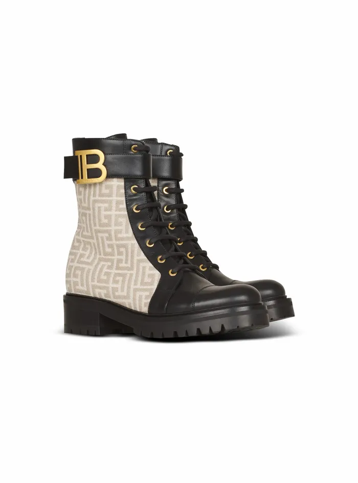 Balmain Boots And Rangers Womens Bicolor Jacquard Ranger Romy Ankle Boots Beige Balmain Boots And Rangers Womens Bicolor Jacquard Ranger Romy Ankle Boots Beige