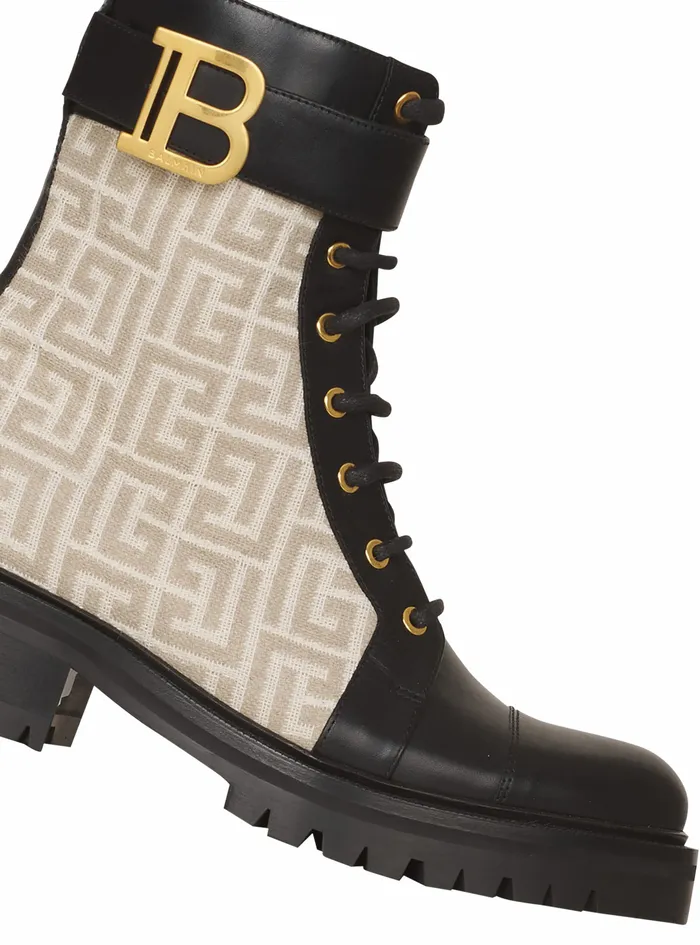 Balmain Boots And Rangers Womens Bicolor Jacquard Ranger Romy Ankle Boots Beige Balmain Boots And Rangers Womens Bicolor Jacquard Ranger Romy Ankle Boots Beige