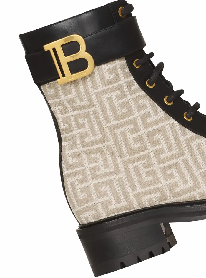 Balmain Boots And Rangers Womens Bicolor Jacquard Ranger Romy Ankle Boots Beige Balmain Boots And Rangers Womens Bicolor Jacquard Ranger Romy Ankle Boots Beige