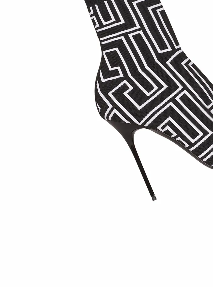 Balmain Boots And Rangers Womens Bicolor Stretch Knit Skye Ankle Boots With Balmain Monogram Black Balmain Boots And Rangers Womens Bicolor Stretch Knit Skye Ankle Boots With Balmain Monogram Black