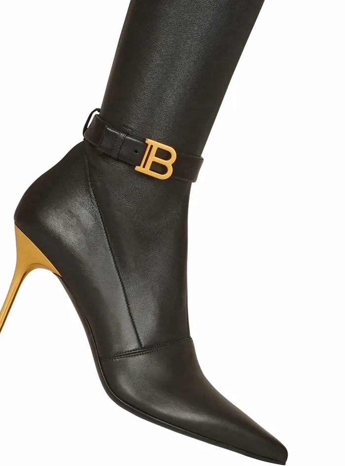 Balmain Boots And Rangers Womens Stretch Leather Raven ThighHigh Boots Black Balmain Boots And Rangers Womens Stretch Leather Raven ThighHigh Boots Black