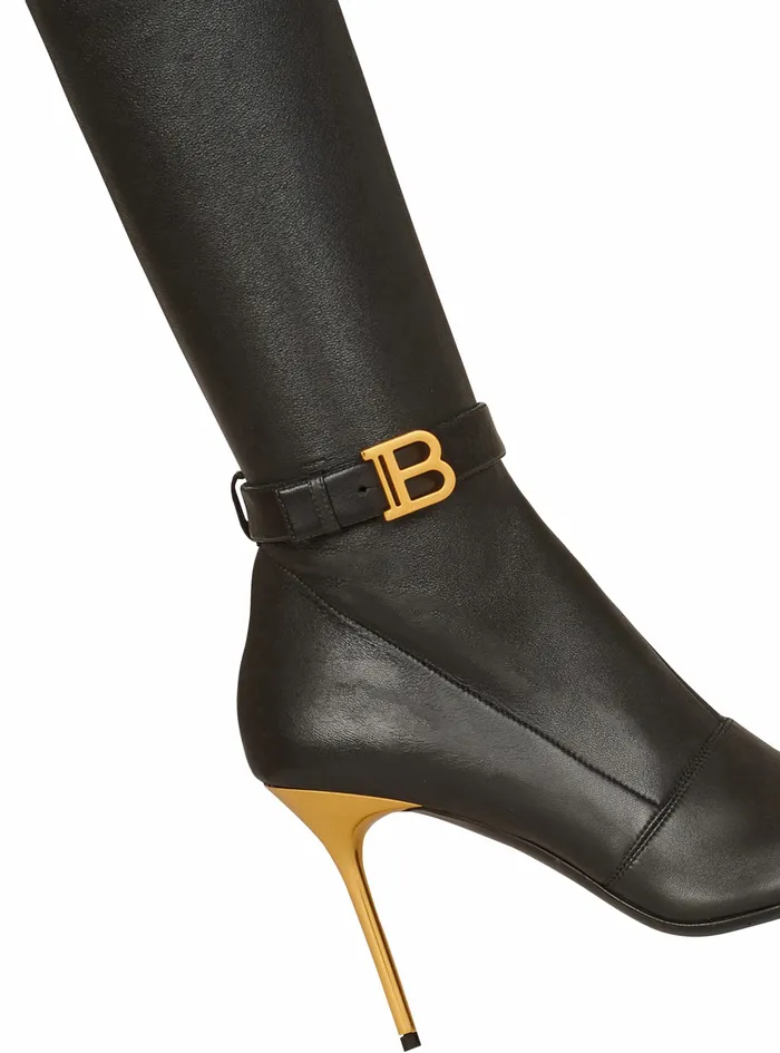 Balmain Boots And Rangers Womens Stretch Leather Raven ThighHigh Boots Black Balmain Boots And Rangers Womens Stretch Leather Raven ThighHigh Boots Black