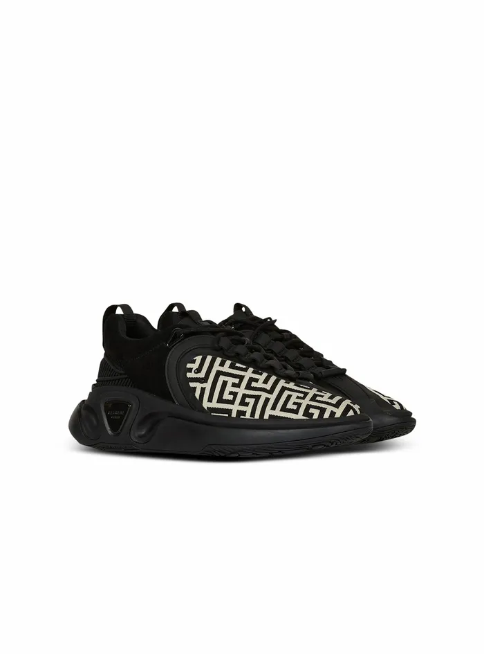 Balmain Brunner Mens Bicolor Gummy Leather And Mesh BRunner Sneakers Black Balmain Brunner Mens Bicolor Gummy Leather And Mesh BRunner Sneakers Black