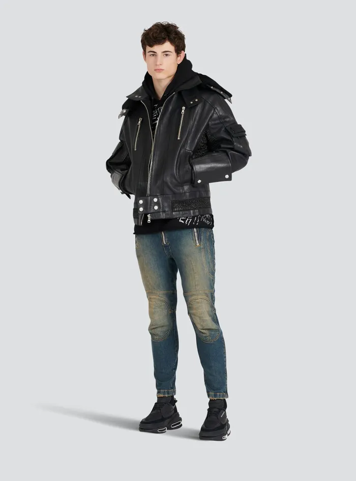 Balmain Denim Mens Ripped Cotton Jeans Blue Balmain Denim Mens Ripped Cotton Jeans Blue
