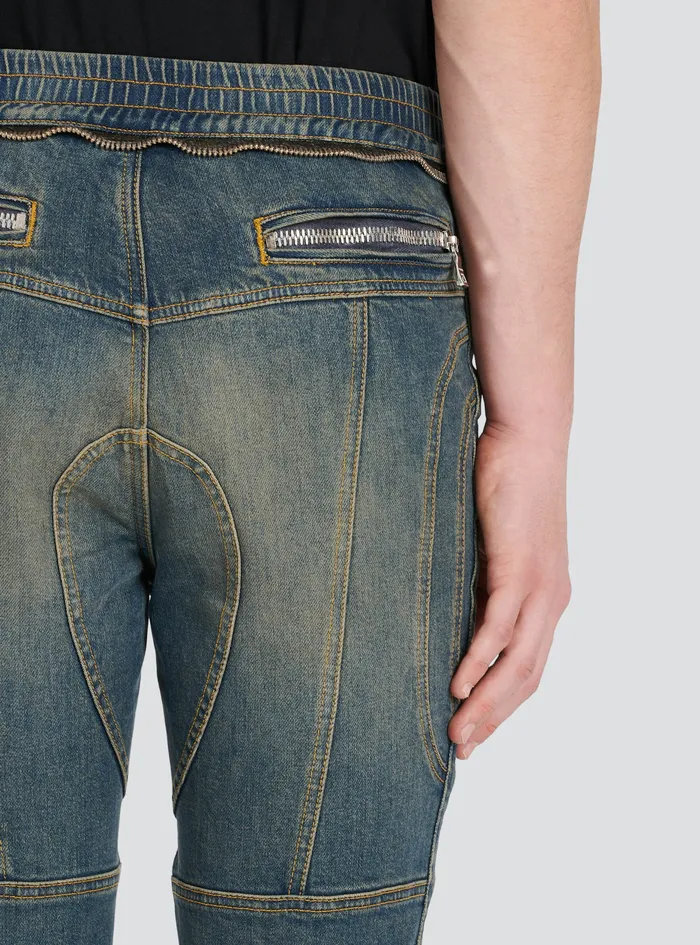 Balmain Denim Mens Ripped Cotton Jeans Blue Balmain Denim Mens Ripped Cotton Jeans Blue