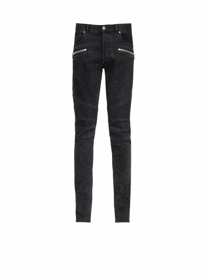 Balmain Denim Mens Slim Cut Cotton Jeans Black