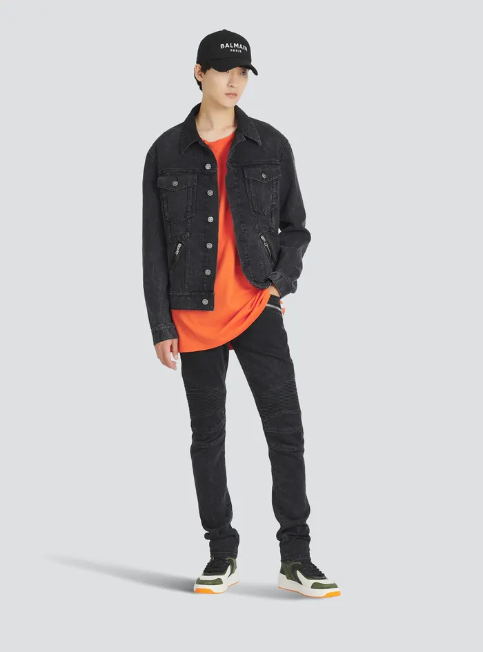 Balmain Denim Mens Slim Cut Cotton Jeans Black Balmain Denim Mens Slim Cut Cotton Jeans Black