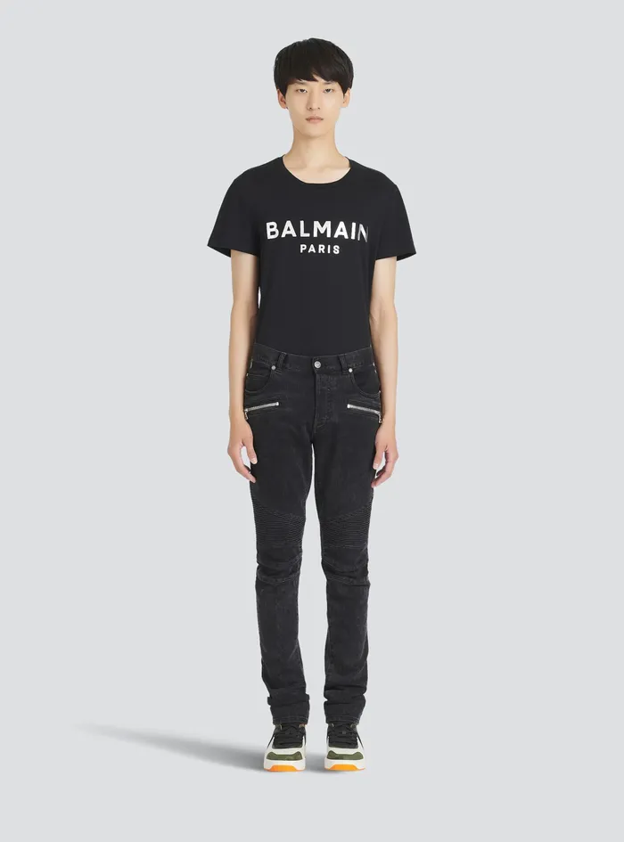 Balmain Denim Mens Slim Cut Cotton Jeans Black Balmain Denim Mens Slim Cut Cotton Jeans Black