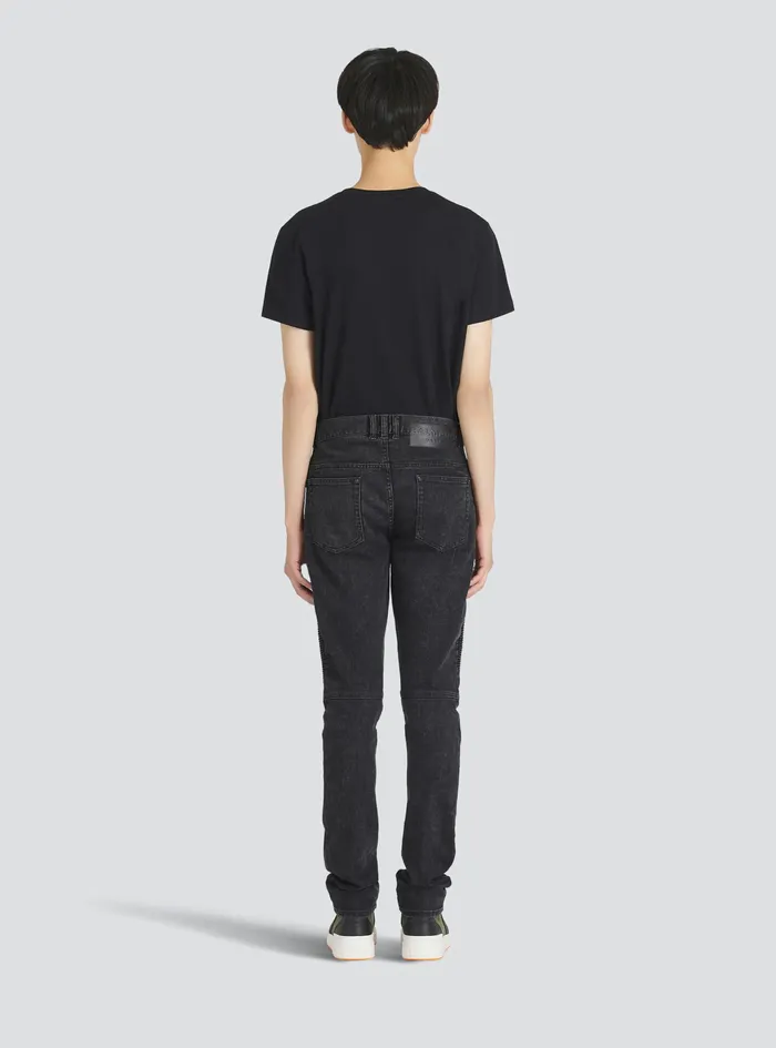 Balmain Denim Mens Slim Cut Cotton Jeans Black Balmain Denim Mens Slim Cut Cotton Jeans Black