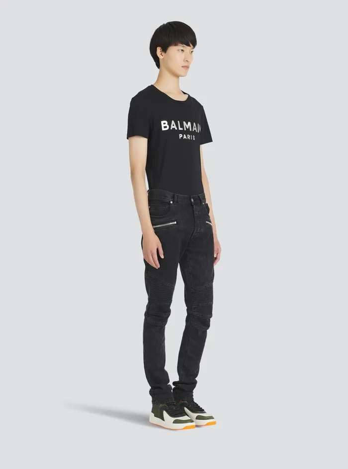 Balmain Denim Mens Slim Cut Cotton Jeans Black Balmain Denim Mens Slim Cut Cotton Jeans Black