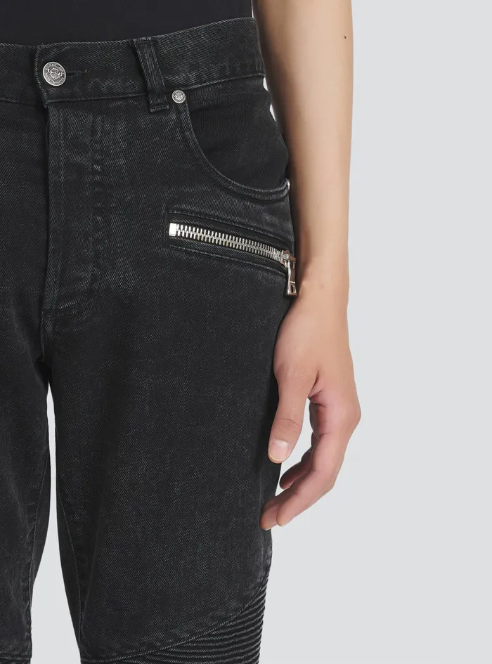 Balmain Denim Mens Slim Cut Cotton Jeans Black Balmain Denim Mens Slim Cut Cotton Jeans Black