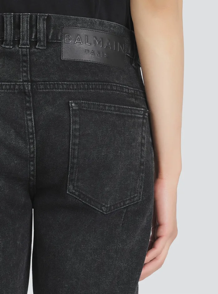 Balmain Denim Mens Slim Cut Cotton Jeans Black Balmain Denim Mens Slim Cut Cotton Jeans Black