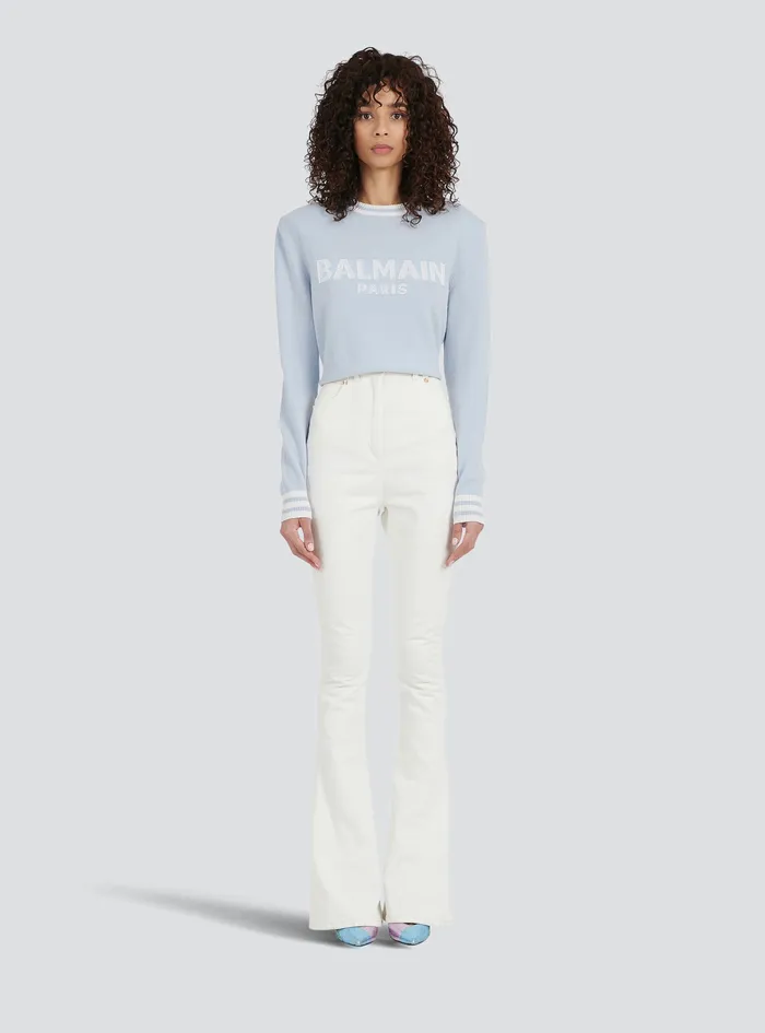 Balmain Denim Womens Bootcut Jeans White Balmain Denim Womens Bootcut Jeans White