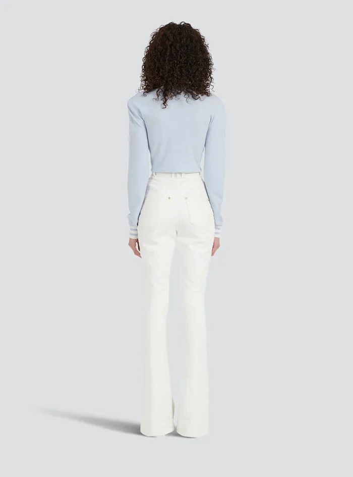 Balmain Denim Womens Bootcut Jeans White Balmain Denim Womens Bootcut Jeans White