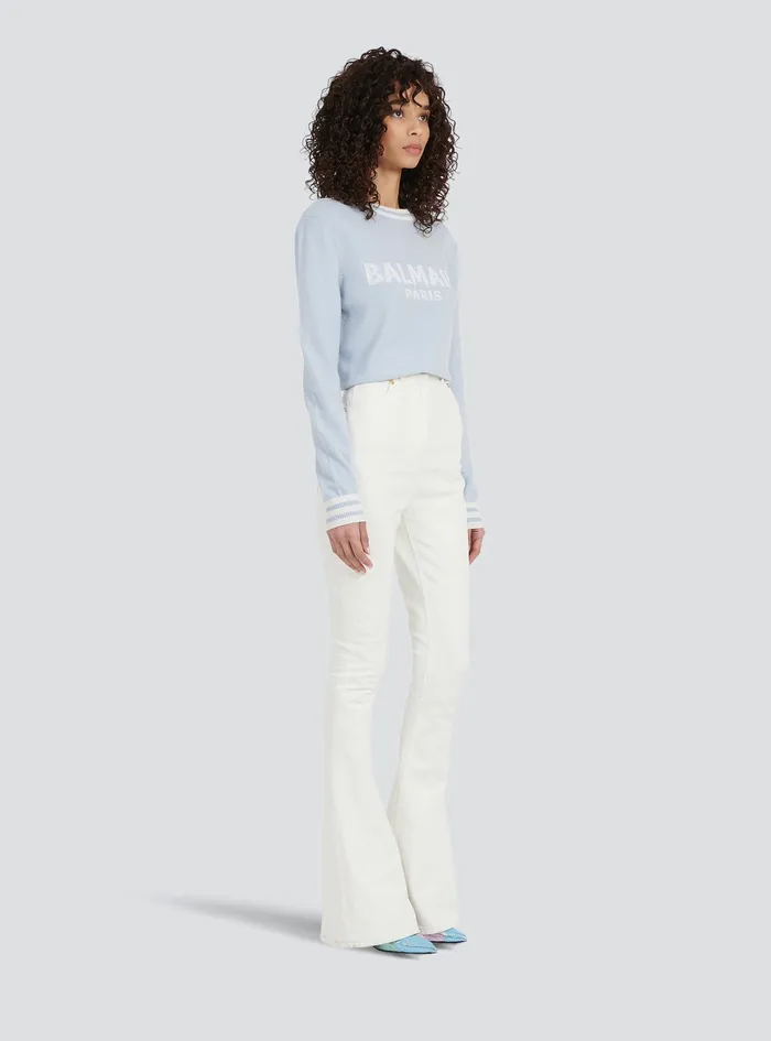 Balmain Denim Womens Bootcut Jeans White Balmain Denim Womens Bootcut Jeans White