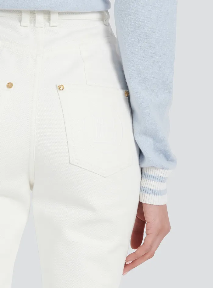 Balmain Denim Womens Bootcut Jeans White Balmain Denim Womens Bootcut Jeans White