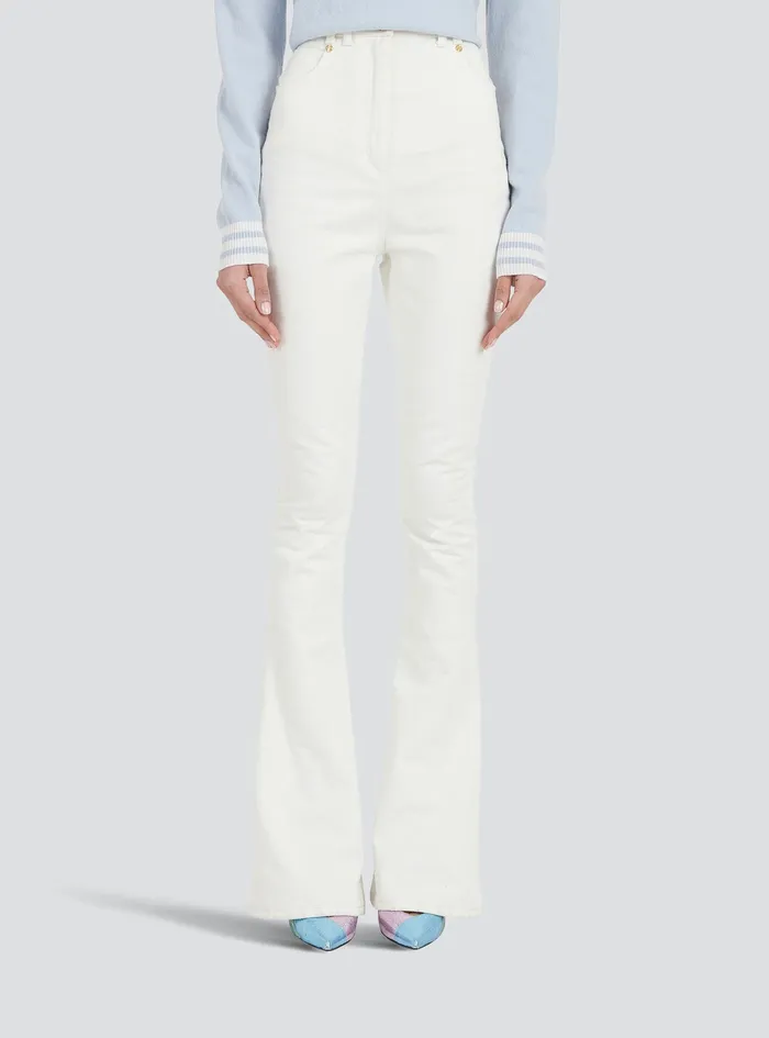 Balmain Denim Womens Bootcut Jeans White Balmain Denim Womens Bootcut Jeans White