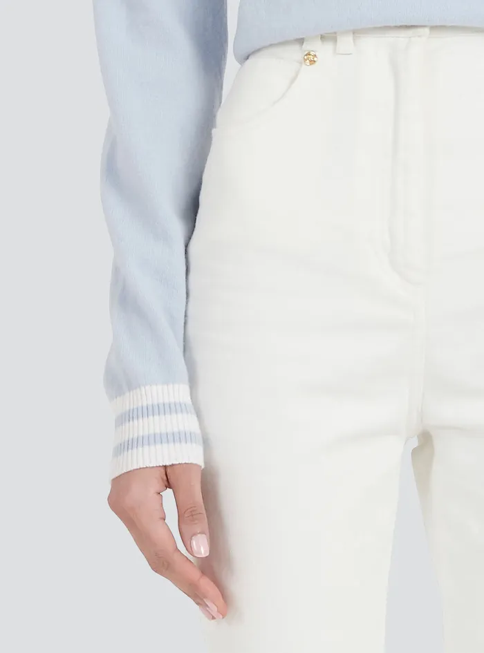 Balmain Denim Womens Bootcut Jeans White Balmain Denim Womens Bootcut Jeans White