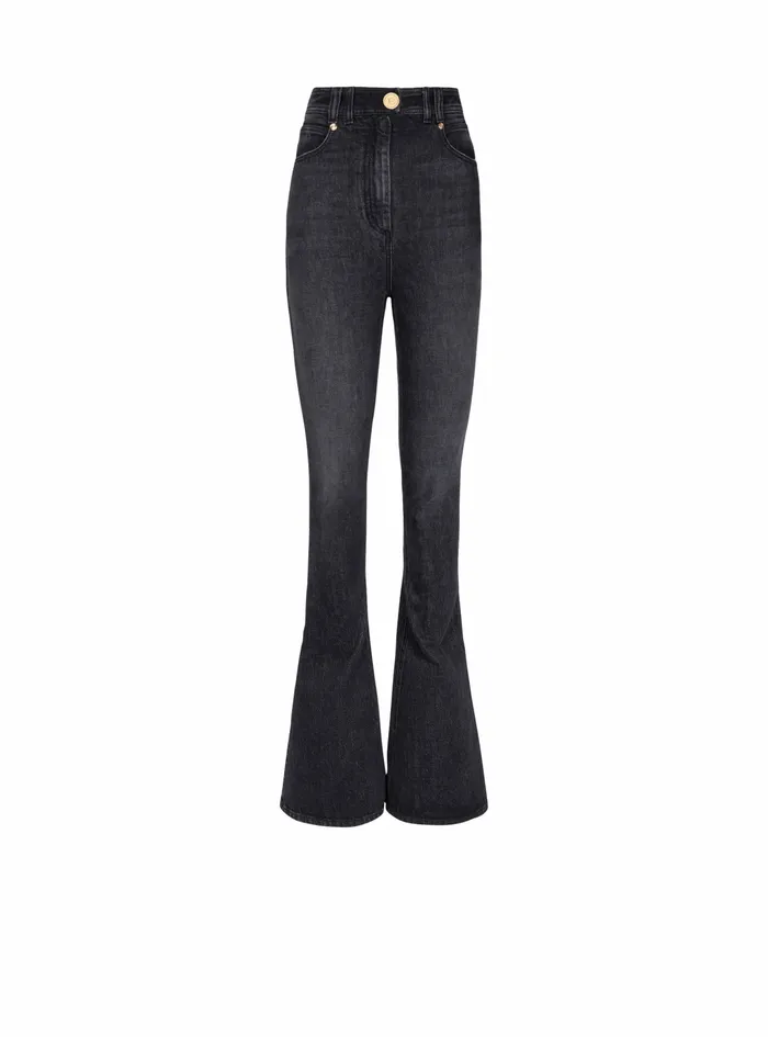 Balmain Denim Womens EcoDesigned Bootcut Jeans Black