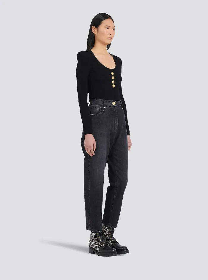 Balmain Denim Womens EcoDesigned Boyfriend Jeans Black Balmain Denim Womens EcoDesigned Boyfriend Jeans Black