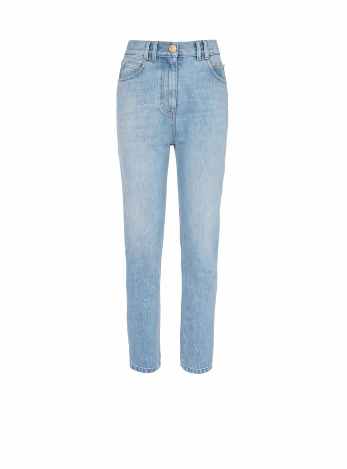 Balmain Denim Womens Slim Cut Jeans Blue