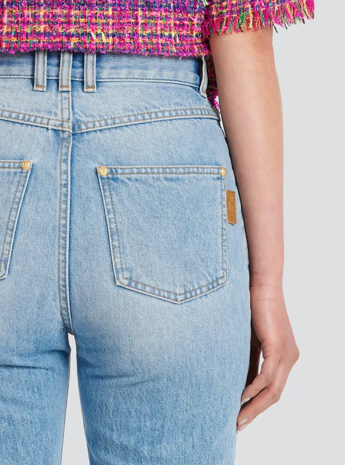 Balmain Denim Womens Slim Cut Jeans Blue Balmain Denim Womens Slim Cut Jeans Blue