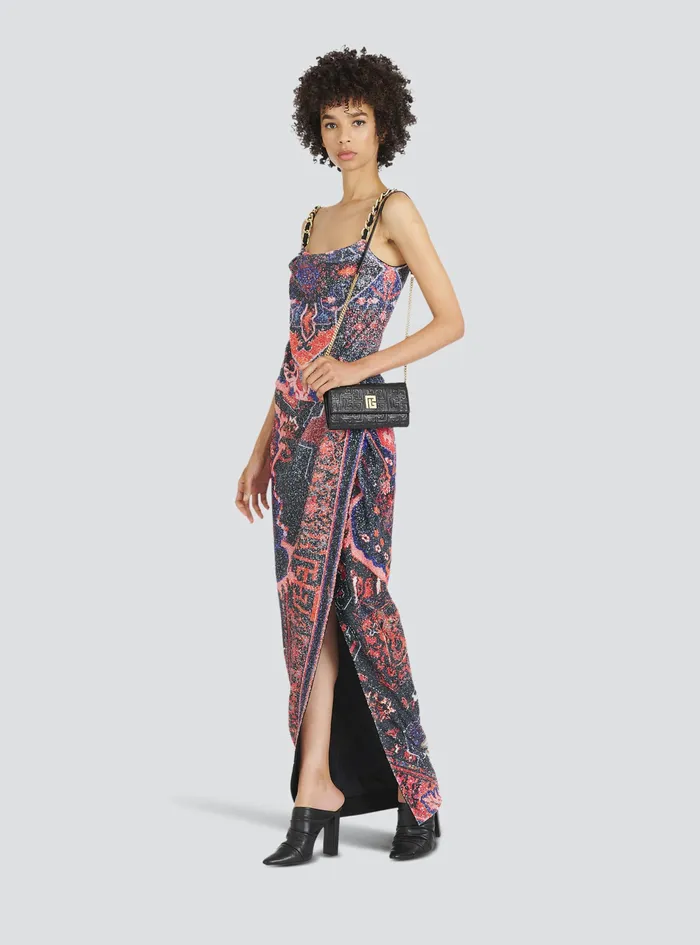 Balmain Dresses Womens Long Multicolor Sequined Dress Multicolor