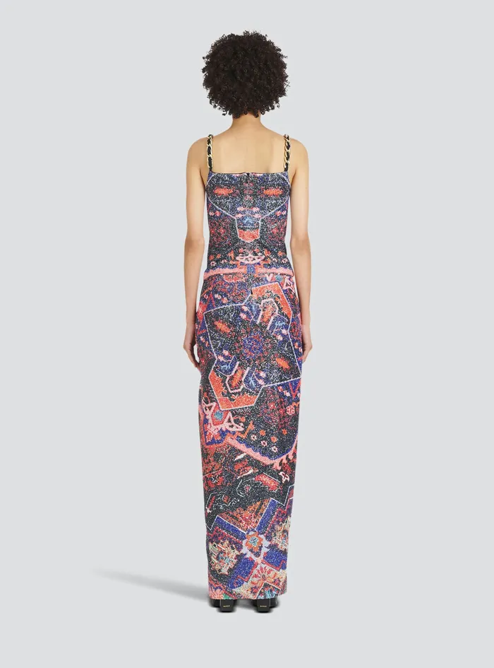 Balmain Dresses Womens Long Multicolor Sequined Dress Multicolor