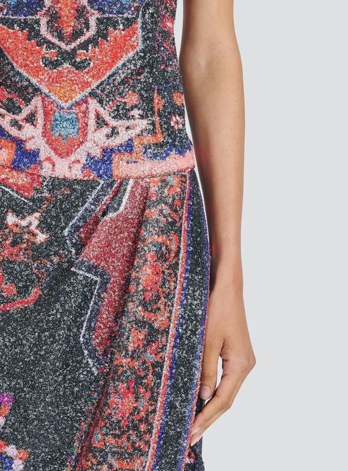 Balmain Dresses Womens Long Multicolor Sequined Dress Multicolor